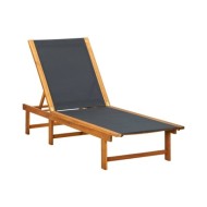 Chaise longue Bois d'acacia solide et textilène