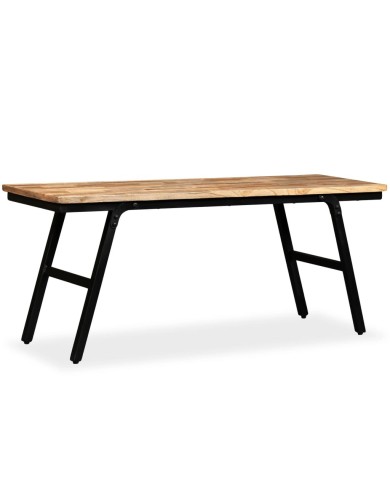 Banc Teck de récupération et acier 110 x 35 x 45 cm 