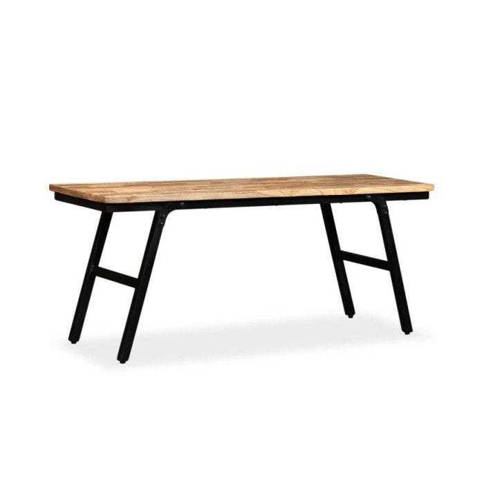 Banc Teck de récupération et acier 110 x 35 x 45 cm 