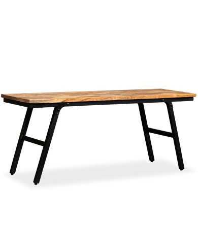 Banc Teck de récupération et acier 110 x 35 x 45 cm 