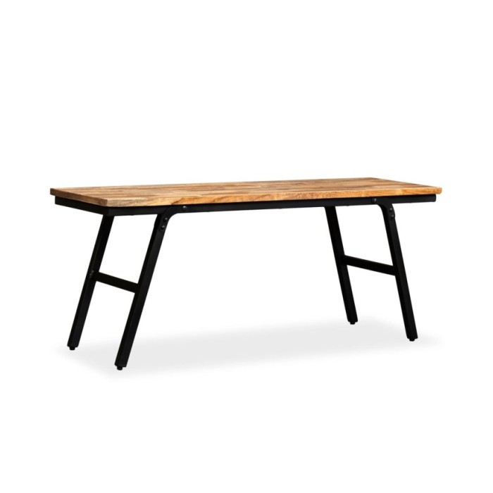 Banc Teck de récupération et acier 110 x 35 x 45 cm 