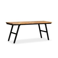 Banc Teck de récupération et acier 110 x 35 x 45 cm 