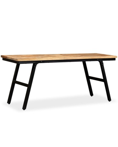 Banc Teck de récupération et acier 110 x 35 x 45 cm 
