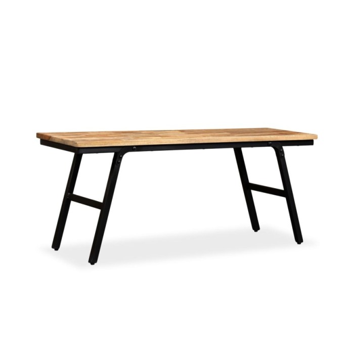 Banc Teck de récupération et acier 110 x 35 x 45 cm 