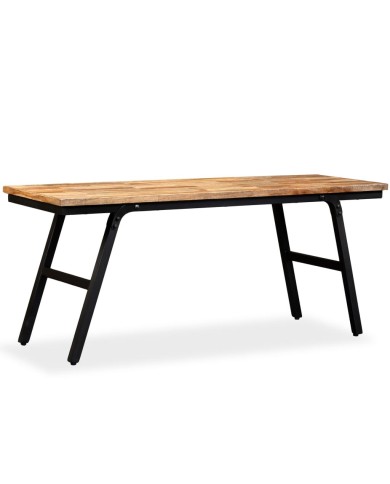Banc Teck de récupération et acier 110 x 35 x 45 cm 