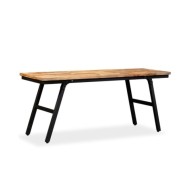 Banc Teck de récupération et acier 110 x 35 x 45 cm 