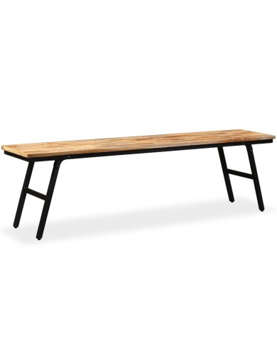 Banc Teck de récupération et acier 160 x 35 x 45 cm 