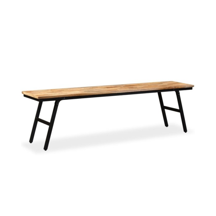 Banc Teck de récupération et acier 160 x 35 x 45 cm 