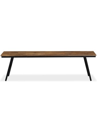 Banc Teck de récupération et acier 160 x 35 x 45 cm 