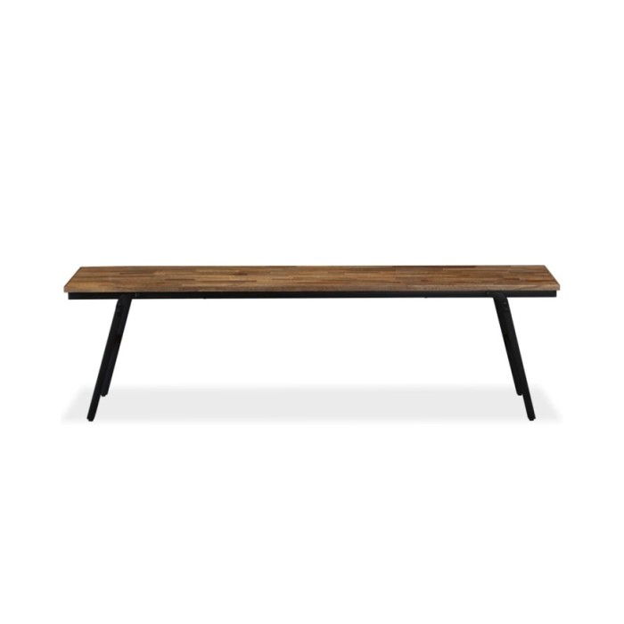 Banc Teck de récupération et acier 160 x 35 x 45 cm 