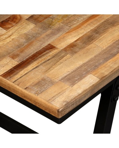 Banc Teck de récupération et acier 160 x 35 x 45 cm 
