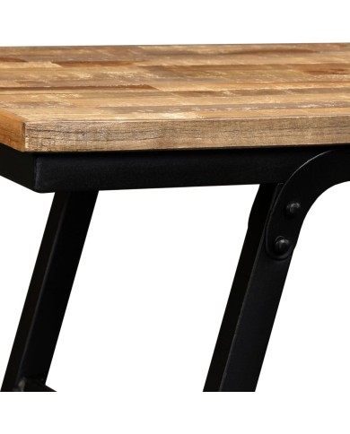 Banc Teck de récupération et acier 160 x 35 x 45 cm 