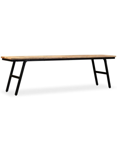 Banc Teck de récupération et acier 160 x 35 x 45 cm 