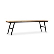 Banc Teck de récupération et acier 160 x 35 x 45 cm 