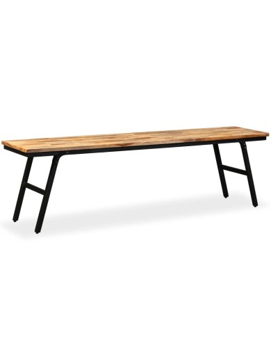 Banc Teck de récupération et acier 160 x 35 x 45 cm 