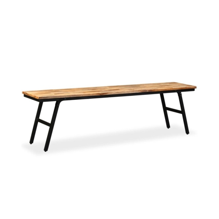 Banc Teck de récupération et acier 160 x 35 x 45 cm 