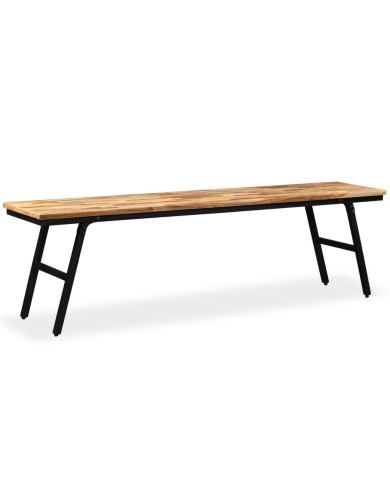 Banc Teck de récupération et acier 160 x 35 x 45 cm 