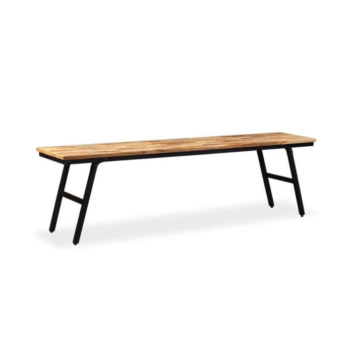 Banc Teck de récupération et acier 160 x 35 x 45 cm 