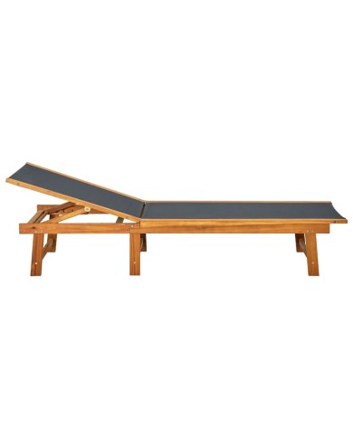 Chaise longue Bois d'acacia solide et textilène