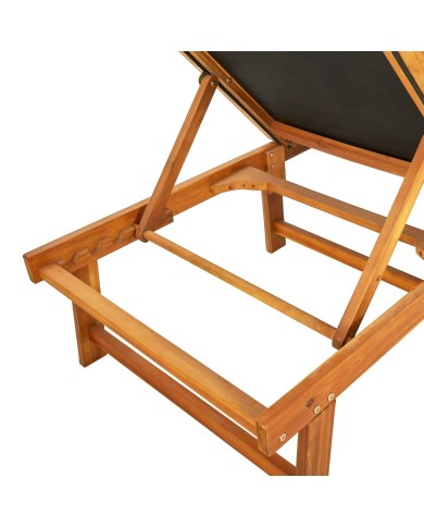 Chaise longue Bois d'acacia solide et textilène
