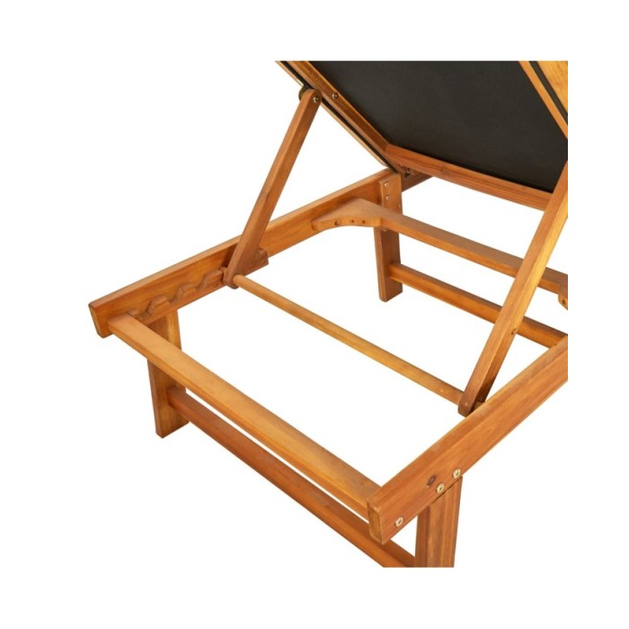 Chaise longue Bois d'acacia solide et textilène