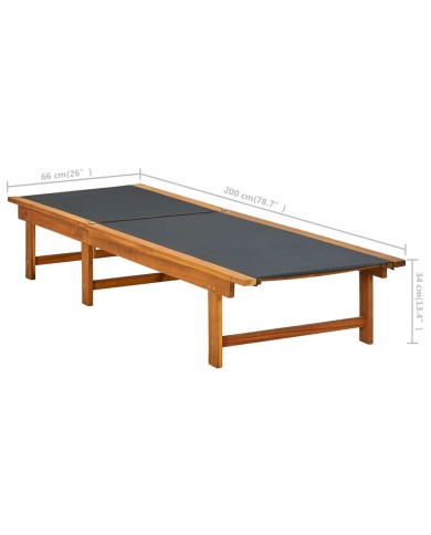 Chaise longue Bois d'acacia solide et textilène