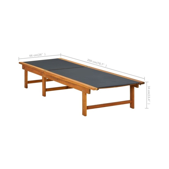 Chaise longue Bois d'acacia solide et textilène