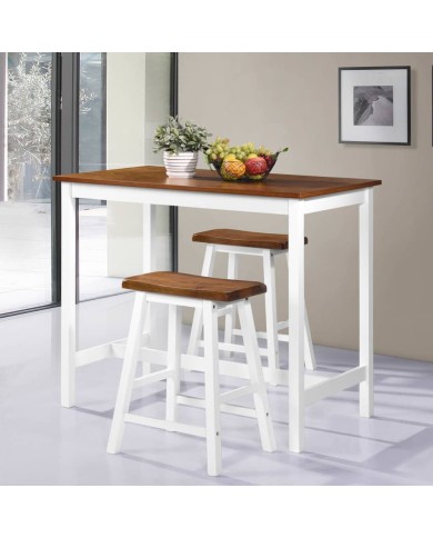 Table de bar et tabouret 3 pcs Bois massif