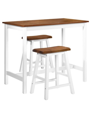 Table de bar et tabouret 3 pcs Bois massif