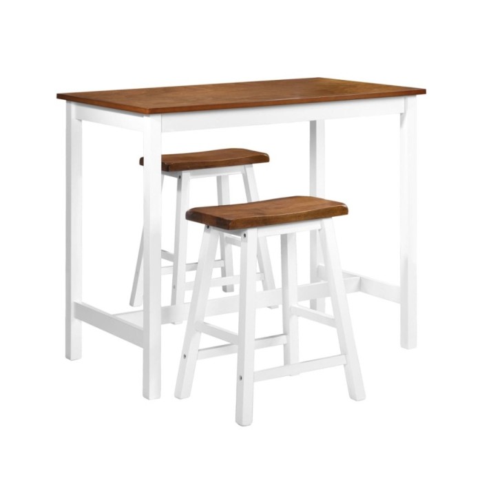 Table de bar et tabouret 3 pcs Bois massif