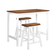 Table de bar et tabouret 3 pcs Bois massif