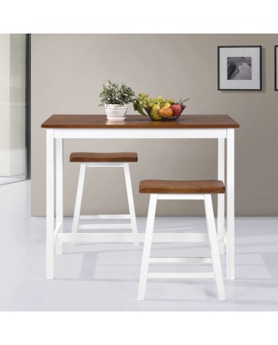 Table de bar et tabouret 3 pcs Bois massif