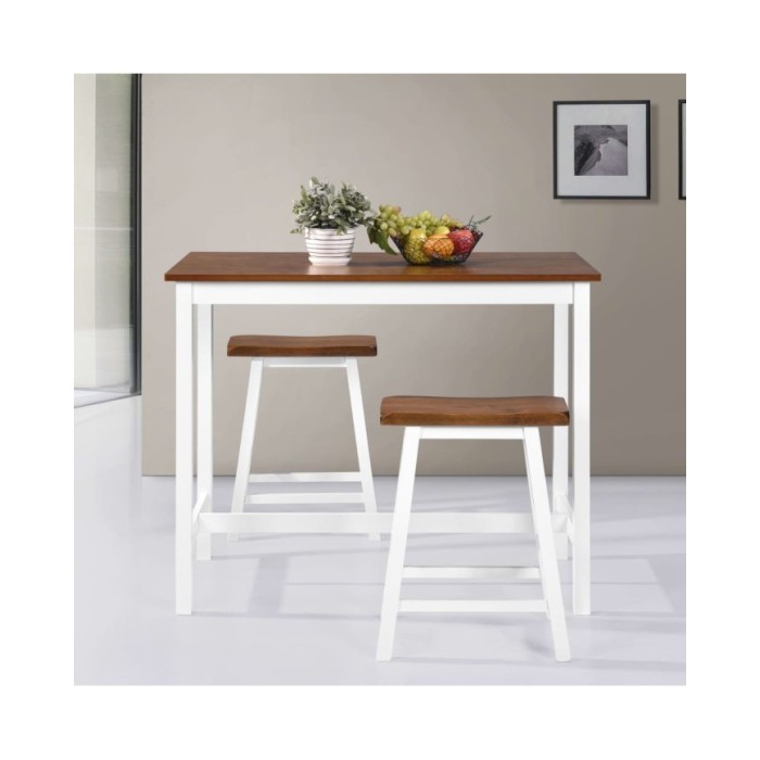 Table de bar et tabouret 3 pcs Bois massif