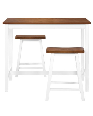 Table de bar et tabouret 3 pcs Bois massif