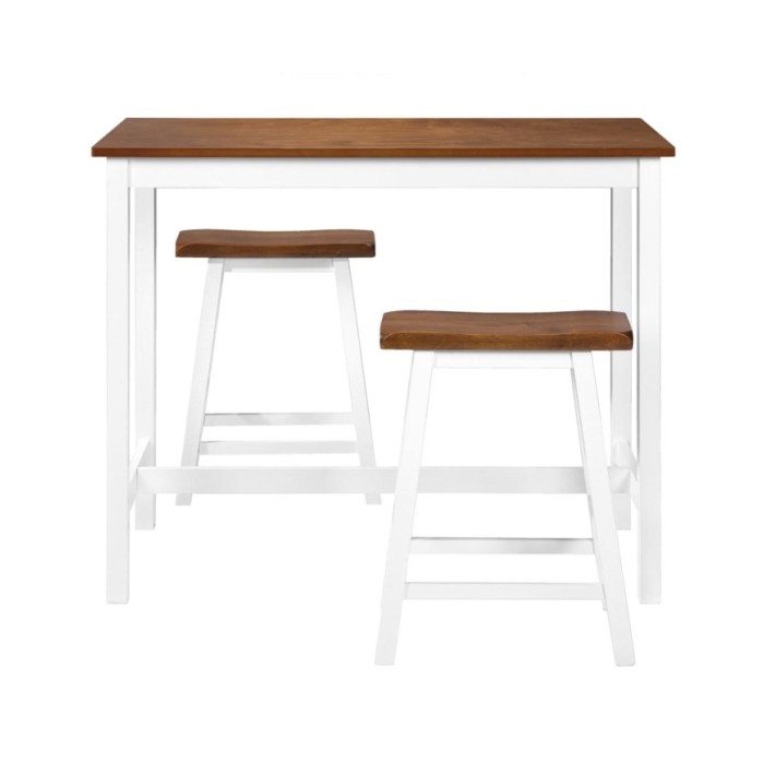 Table de bar et tabouret 3 pcs Bois massif
