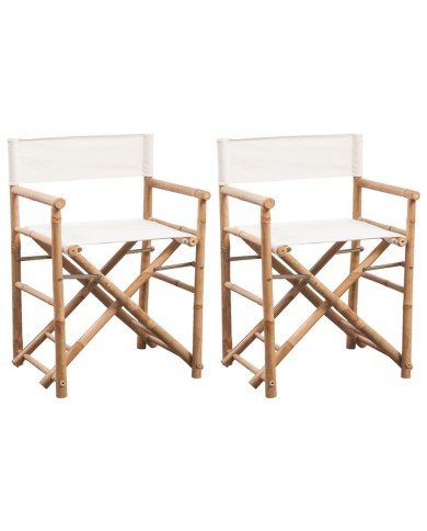 Chaise pliable 2 pcs Bambou et toile