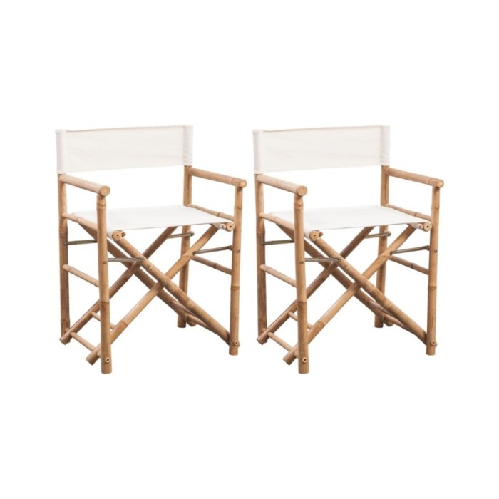 Chaise pliable 2 pcs Bambou et toile