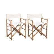 Chaise pliable 2 pcs Bambou et toile