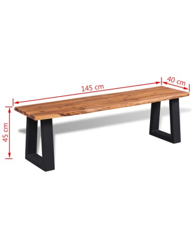 Banc en bois d'acacia massif 145 cm