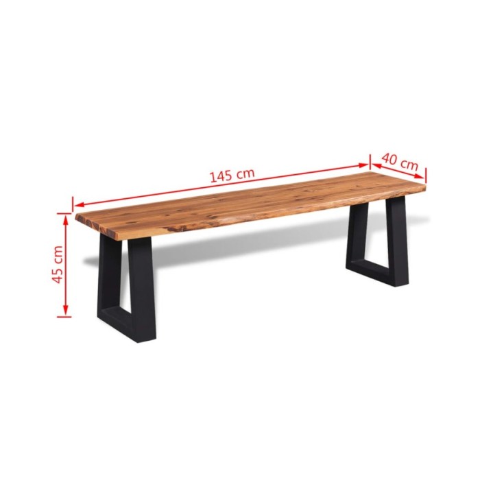 Banc en bois d'acacia massif 145 cm