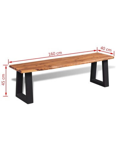 Banc en bois d'acacia massif 160 cm
