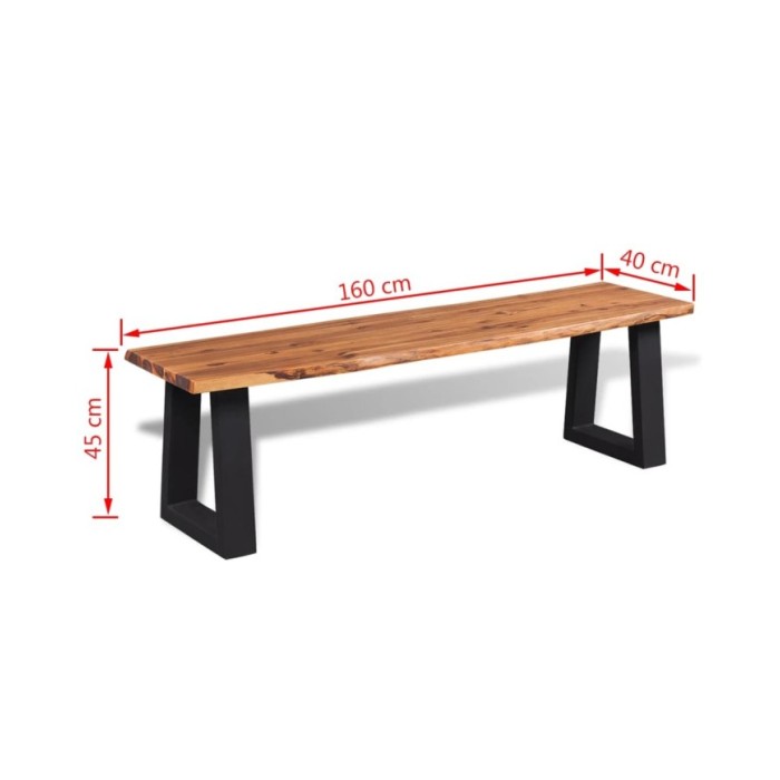 Banc en bois d'acacia massif 160 cm