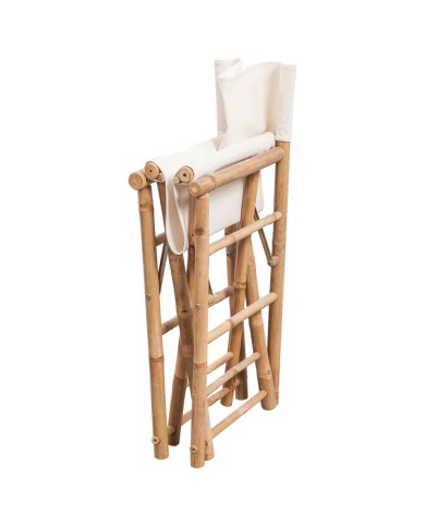 Chaise pliable 2 pcs Bambou et toile