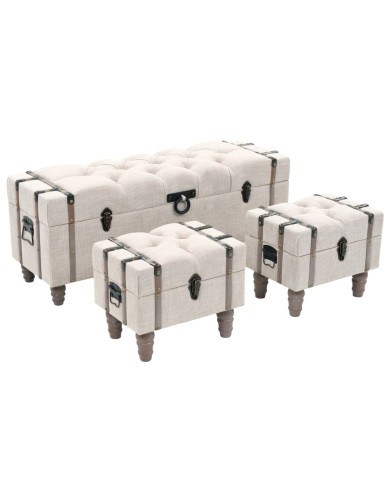 Ensemble de bancs de rangement 3 pcs Bois massif et acier