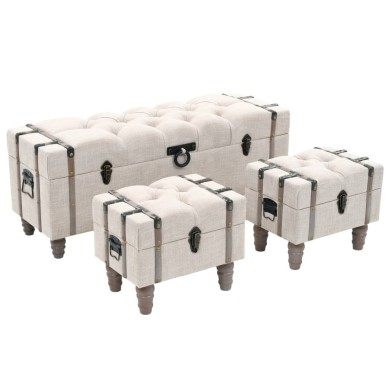 Ensemble de bancs de rangement 3 pcs Bois massif et acier