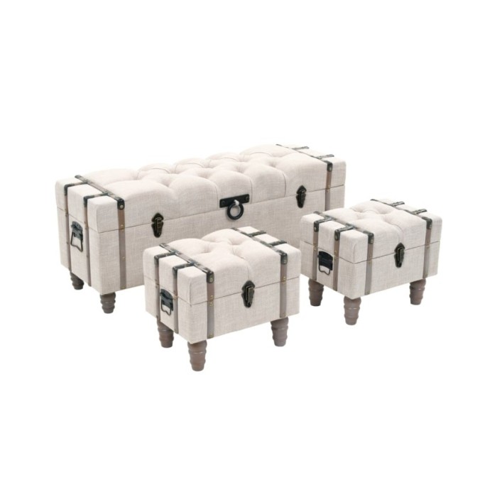 Ensemble de bancs de rangement 3 pcs Bois massif et acier