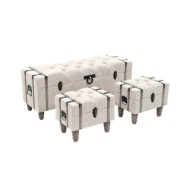 Ensemble de bancs de rangement 3 pcs Bois massif et acier