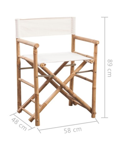 Chaise pliable 2 pcs Bambou et toile