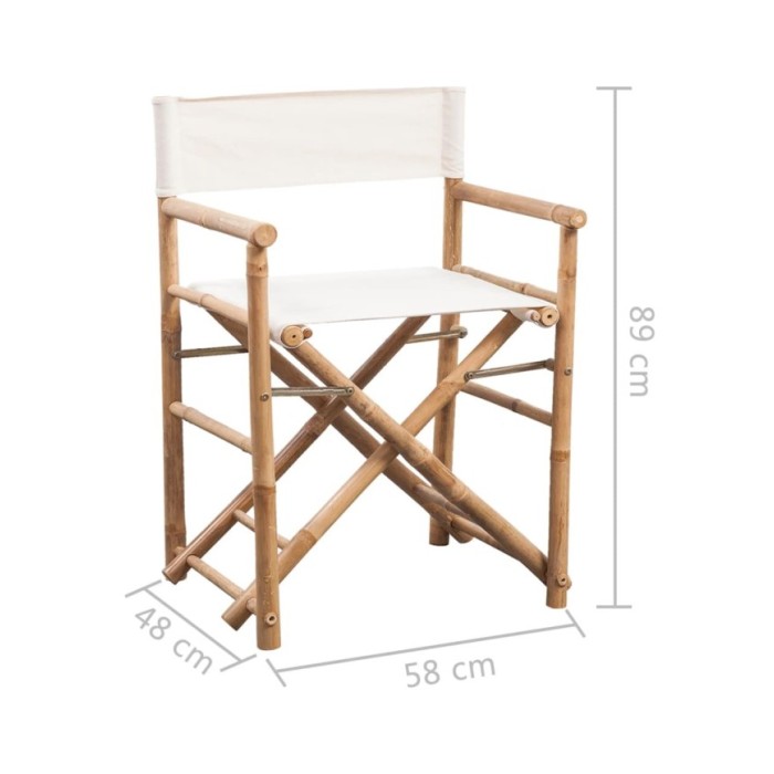 Chaise pliable 2 pcs Bambou et toile