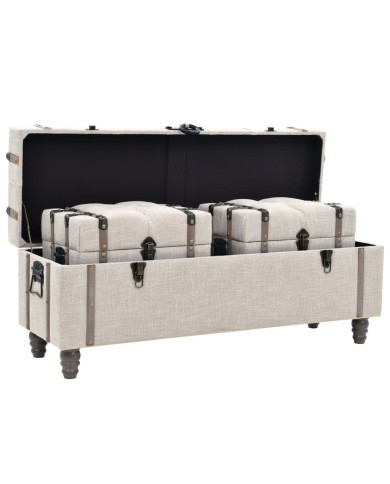 Ensemble de bancs de rangement 3 pcs Bois massif et acier